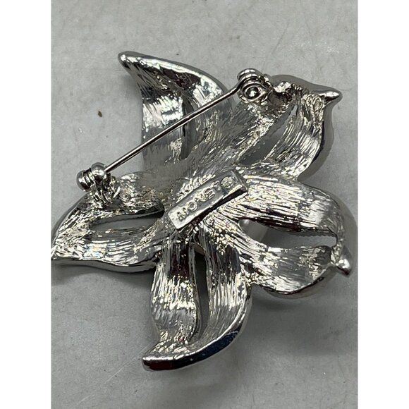 vintage monet brooch costume jewelry pin embellished foe diamond pearl 2" READ - Picture 3 of 6